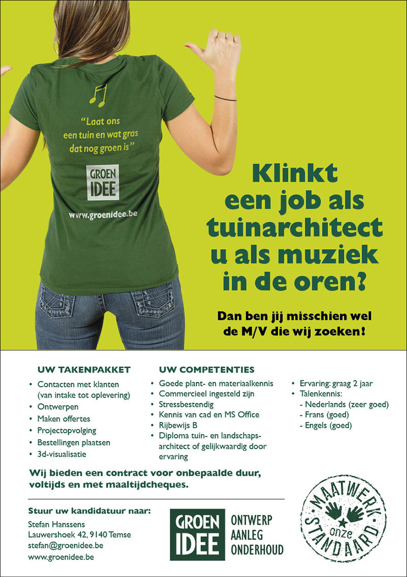 foto advertentie voor de vacature van tuinarchitect